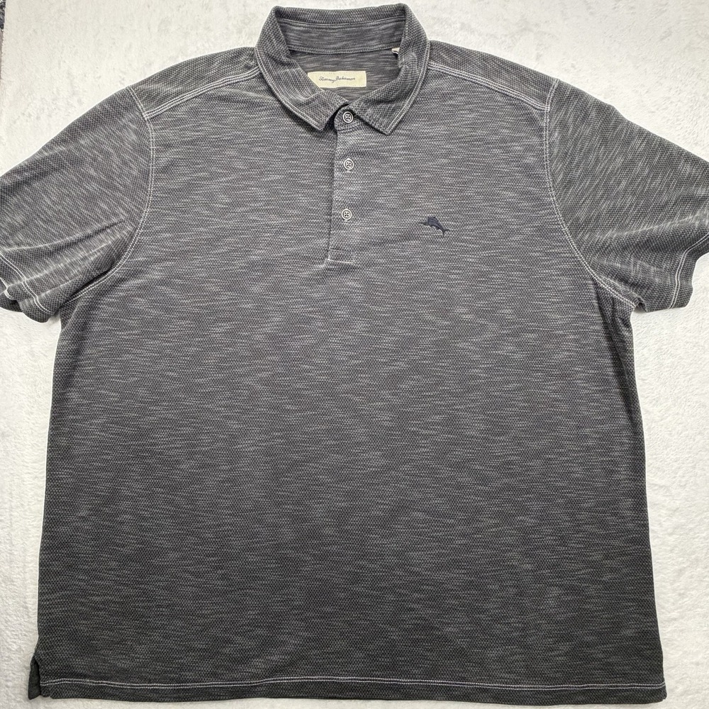 Tommy Bahama IslandZone Mens XXL Gray Tencel Short Sleeve Polo Golf Shirt
